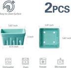 ONEMORE Berry Basket Ceramic Berry Bowls with Holes Square Fruit Bowl Berry Colander Containers for Fridge - 5.8" Fruit Basket for Kitchen Décor, Set of 2, Mint Green