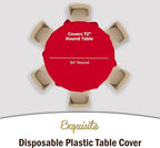 12-Pack Premium Plastic Tablecloth 84in. Round Table Cover - Red