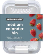 Kitchen Spaces Colander Bin, Produce Saver, Fridge Organizer With Lid, Wash, Strain and Store, Great for Refrigerator, Freezer and Pantry, Medium, White, Pack of 1