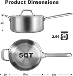 5 QT Saucepan with Lid,3-Ply Stainless Steel Stockpot,Professional Grade Cookware,Induction Compatible