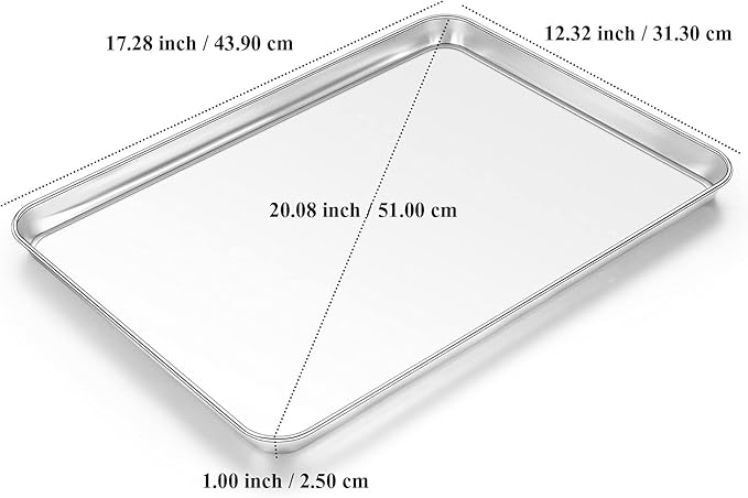 Baking Sheet with Rack Set, Yododo Set of 4 (2 Sheets + 2 Racks), Stainless Steel Cookie Sheet Baking Pan Tray with Cooling Rack, Non Toxic & Heavy Duty & Easy Clean - Size of 17½ inch