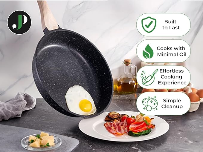 JUST PERFECTO Kitchen Pots and Pans Set with Lids Non Stick Induction Cookware Set Nonstick Frying Pans Set 14 Pcs Healthy Cooking Pots without PTFE and PFOA – Gray
