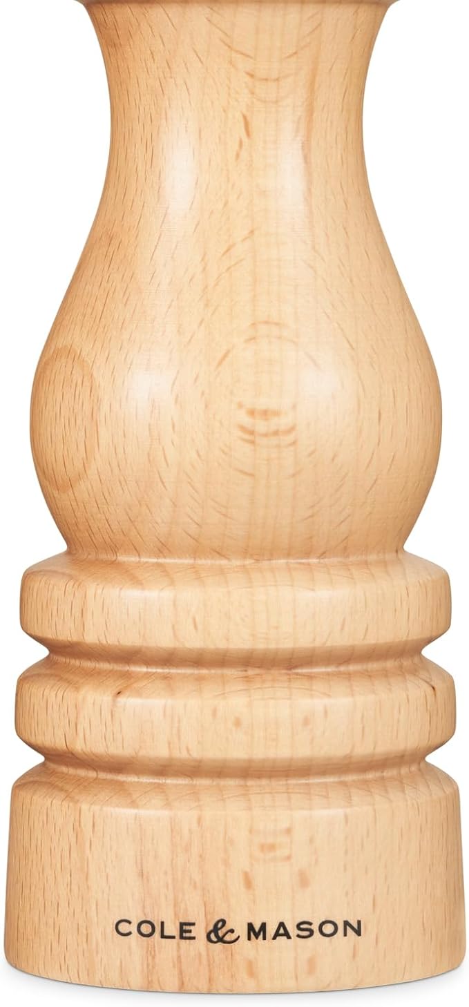 Cole & Mason London Refillable Spice Mill - Kitchen & Home Accessory - Table Salt Grinder - Salt Mill with Ceramic Mechanism - 7", Natural Beech