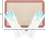 DUEBEL Non-Stick Silicone Baking Mat Set with PVC Gloves, Isomalt Tools, Pastry Isomalt Mat for Baker Confectioner- Mat 16.5”x 12” & Gloves 11.4”x 3.7”