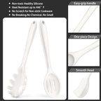 P&P CHEF Silicone Cooking Utensils Set of 7, Heat-proof Kitchen Utensils Set for Nonstick Cookware, Non-stick Spatula, Slotted Turner, Soup Ladle, Pasta Server, Spoon for Cooking Serving - White