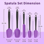 Coukre Silicone Spatula Set of 5,High Temperature Resistant, Food Grade Silicone, Dishwasher Safe, for Baking, Cooking (Purple)