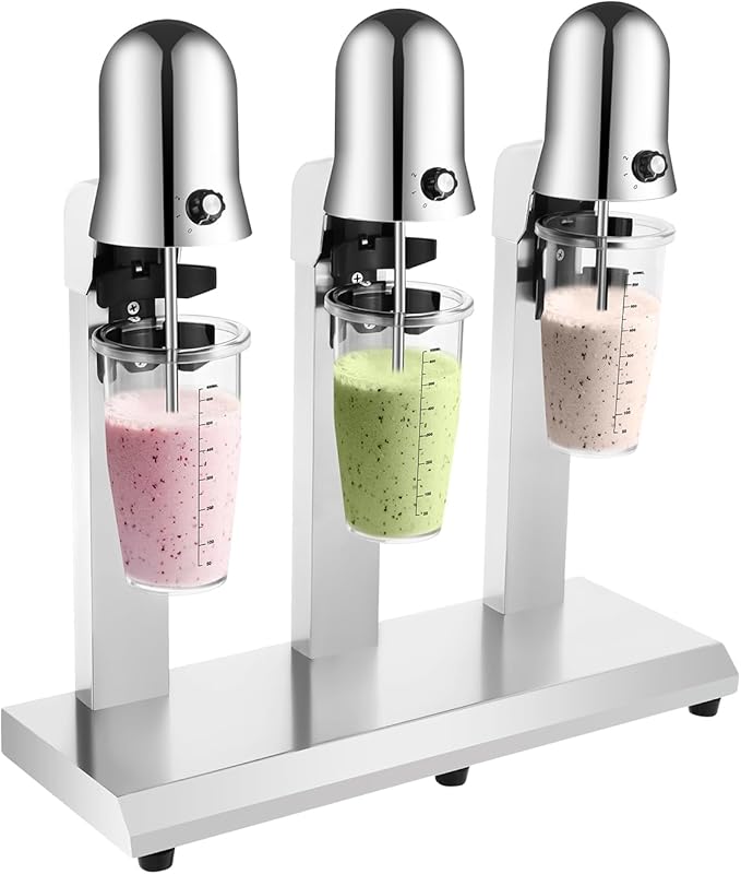 Milkshake Maker Three Head Electric Drink Mixer Commercial Milkshake Blender, 180W Stainless Steel Smoothie Mixer For Making Yogurt, Milk, Cocktails, Smoothies(Three Head,180W)