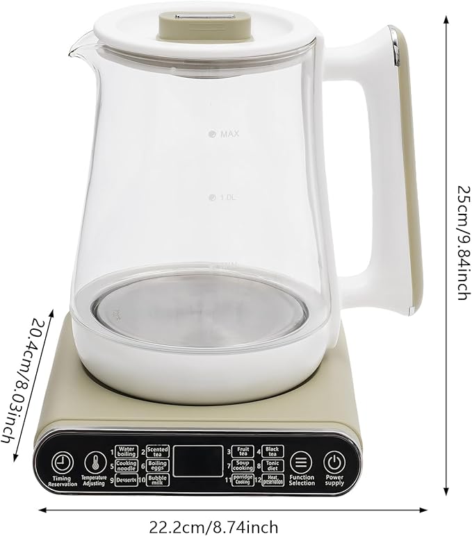 1.8L Pro Electric Tea Kettle, 110V 800W Multi-function Maker Tea Coffee Kettle Household Boiling Water Electric Kettle with Strainer&Stewpot, Temperature Control/Keep Warm Function/Auto-shutdown