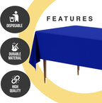Party Solids 66% Thicker Premium Plastic Table Cloth Rectangle Table Cover 0.5 Mil 6 Pack Dark Blue Table Cloth 54 Inch x 108 Inch Disposable Tablecloth Won't Tear Easily Like Cheap Thin Brands