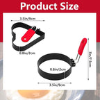 4Pcs Stainless Steel Egg Ring, 3.5 Inch Round Fried Egg Molds with Silicone Handle, Non Stick Omelet Mold with Oil Brush and Separator, Non-stick Pancake Shapers for Cooking Breakfast Sandwich
