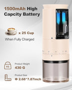 Portable Cordless Burr Coffee Grinder, Electric Conical Bur Espresso Grinder with 38 External Adjustable Grind Settings, Battery Display Panel, Rechargeable Small Coffee Bean Mill For Travel