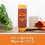 No‑Drip Honey Dispenser Bottle FIFO – 18 oz BPA-Free Squeeze Jar with Silicone Valve for Mess-Free Pouring – Refillable Honey Container for Syrup, Agave, Salad Dressing, Breakfast Use