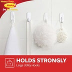 Wire Hooks for Wall Medium 16 Hooks, Heavy Duty Wall Hooks with 16 Strips, Damage Free Adhesive Hooks for Key Holder, Coat, Door, Shower Hanging