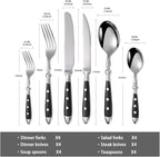24-Piece 18/0 Stainless Steel Silverware set,Vintage Flatware set with Bakelite Handle,service for 4,Cutlery set (Black)