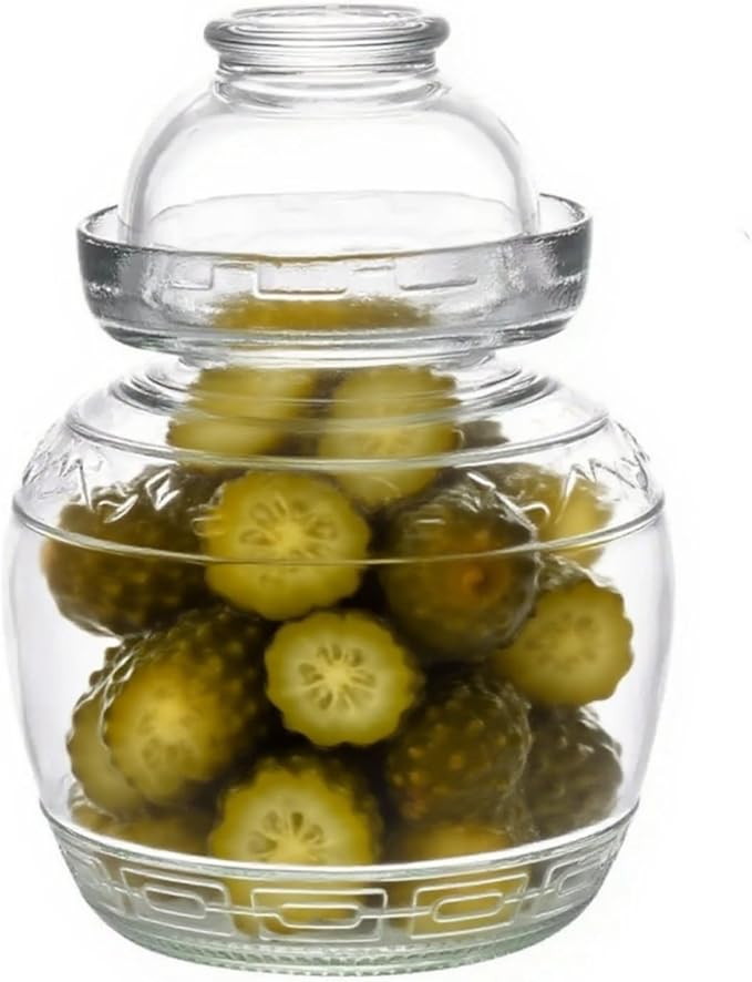 Glass Jar Fermentation Jar, Pickle Jar with Water Seal Lid, Fermentation Kit Fermenter Starter Kit for Pickles, Wine Brewing, Pickling, Kimchi, Sauerkraut, Vegetables, Kombucha 2.5L
