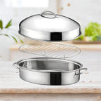 16in Fish Poacher Cooking Pot with Lid Portable Handle Multiuse Baking Tray for Seafood And Eggs, A