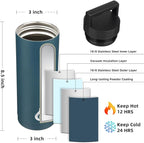 BJPKPK Insulated Water Bottles, Dishwasher Safe 18 oz Water Bottle with Handle, Leakproof BPA Free Water Jug, Stainless Steel Thermos for Sports, Navy Blue