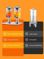 Beverage Dispenser, 4.5 Gallon Drink Dispensers for Parties, Stainless Steel Drink Dispenser with Ice Core, Drip Tray, Beverage Dispenser with Stand for Restaurants, Homes, Bar and Hotels