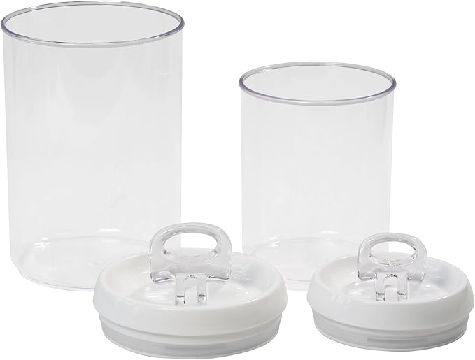 Felli Flip Tite Storage Container with Lid 6" ROUND Airtight Ring Lock Top, Plastic Canister Jar for Flour Sugar Rice Protein Powder Coffee Cracker Kitchen Pantry Organizer (1, 6" Round Nest-M 2pk)