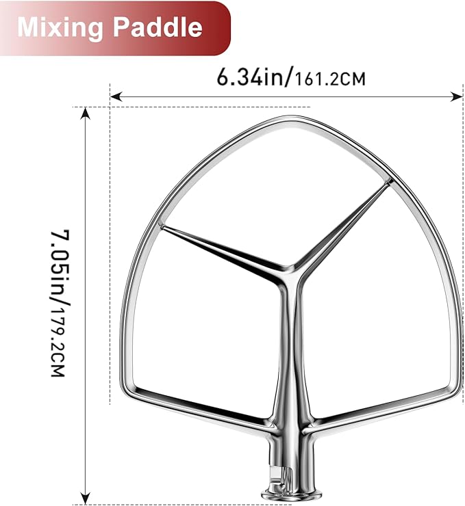 7QT Stainless Steel Flat Beater for KitchenAid Stand Mixer, Kitchen Aid Paddle Attachment Accessories/No coating/Dishwasher Safe Replacement for Kitchenaid Professional 7QT Series Mixer