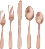Matte Rose Gold Silverware Set, 20-Piece Stainless Steel Flatware set, Tableware Cutlery Set Service for 4, Utensils for Kitchens, Dishwasher Safe
