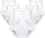 Goodluck 40 PCS Diamond Stemless Plastic Wine Whiskey Glasses, 12 Oz Disposable Cocktail Glasses, Suitable for Weddings, Birthday Parties, Family Gatherings, Bars, etc (Clear)