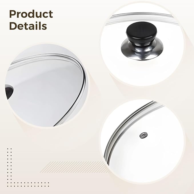 Oval Glass Slow Cooker Lid, 12.5" ID, 13" OD, Tempered Glass Lid, Easy to Clean, Round Handle and Vent, for Saucepans, Saucepans, Skillets(Transparent)