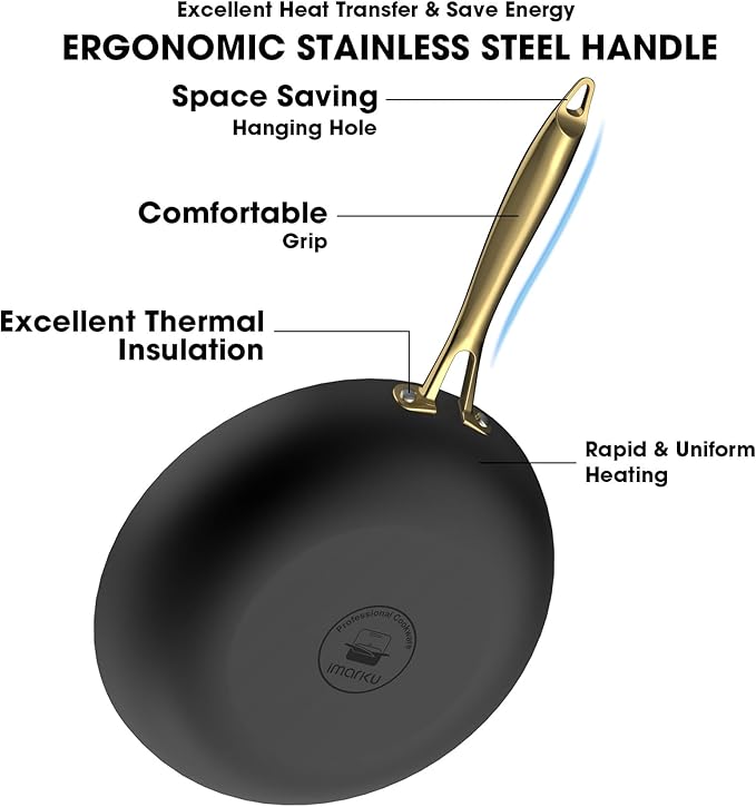 imarku Non Stick Frying Pans, 3 Pieces - 8 Inch, 10 Inch and 12 Inch Frying Pan, Professional Frying Pans Nonstick, Cast Iron Skillets, Nonstick Frying Pan with Stay Cool Handle, Best Christmas Gifts