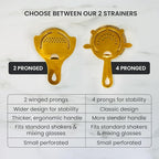 A Bar Above 4-Prong Cocktail Strainer, Stainless Steel Strainer with High-Density Spring for Smooth Drink Pouring, Fits Boston Shakers and Mixing Glasses, Bar Accessories, Antique Copper