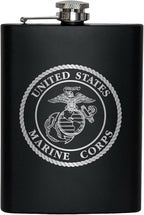 Stainless Steel Hip Flask for Liquor – Matte Black, Great Gift Idea for Marines | USMC 8oz Flask Black