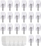 20 Small Hooks+40 Removable Strips, White Wire Hanger Hooks, Heavy Duty with Adhesive Strips, Damage-Free Utility Hooks, No Tools Wall Hook for Hanging, Value Pack