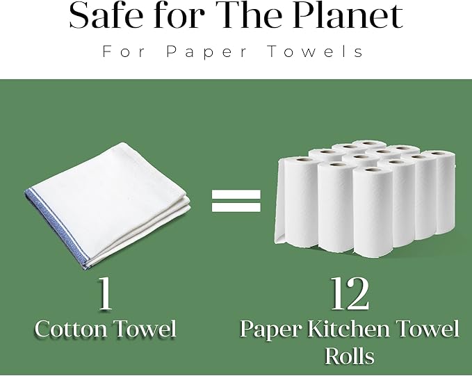 Salt Earth Kitchen Towels Cotton Dish Towel Size 24x14 Inches Set of 6 100% Ring Spun Cotton Absorbent Quick Dry Herringbone Weave Lint Free Washable Dishcloth Hanging Loop Multiple Color Stripe