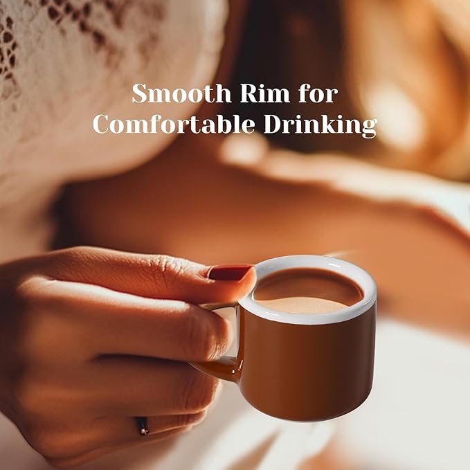 INGOFIN Ceramic Espresso Cups Set of 4, 2 oz Mini Espresso Mugs with Handle, Small Demitasse Coffee Cups, Vintage Accessories, Microwave Safe Shot Cup Suit for Coffee Bar