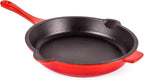 BergHOFF 9Pc Neo Cast Iron Cookware Set, Silicone Heat Spatulas, Matching Lid,Oven Safe Up To 400°F, Red