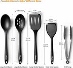 Silicone Cooking Utensils Set, Heat Resistant and large Non Stick Spatulas & Spoons for Kitchen, Ideal BPA Free Kitchen Turners for Frying, Mixing,Serving,Draining,Turning