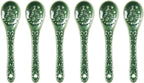 Christmas Tree Coffee Spoons, Ceramic Teaspoons, Small Spoons for Espresso, Dessert, Tea, Stirring, Dishwasher & Microwave Safe, Green, Set of 6