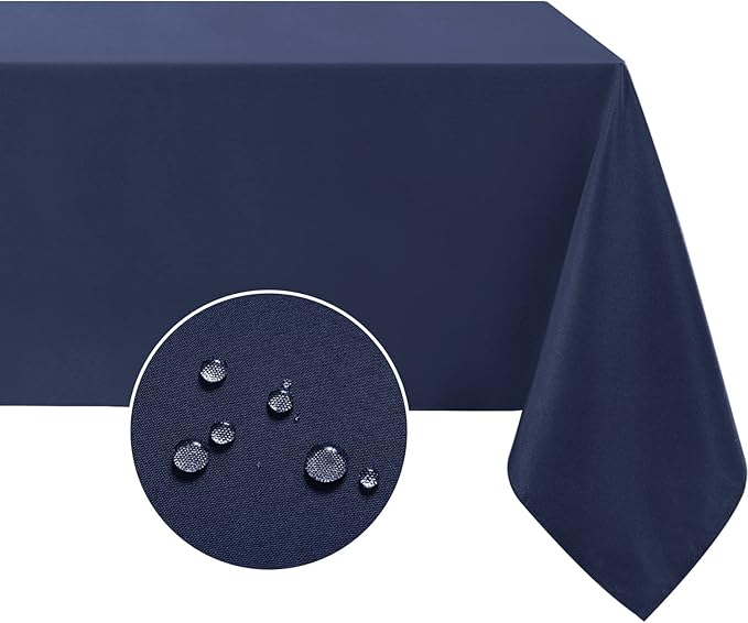 Softalker Rectangle Tablecloth, Waterproof & Stain Resistant Square Table Cloths Wrinkle Free Fabric Washable 210GSM Polyester Table Cover for Dining/Party/Outdoor - 54 x 54 inch,Navy Blue