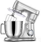 Mini Angel Stand Mixer,10-Speed 5QT Kitchen Electric Mixer,Tilt-Head Food Mixer with Dough Hook, Wire Whisk, Flat Beater, Stainless Steel Bowl (Silver)