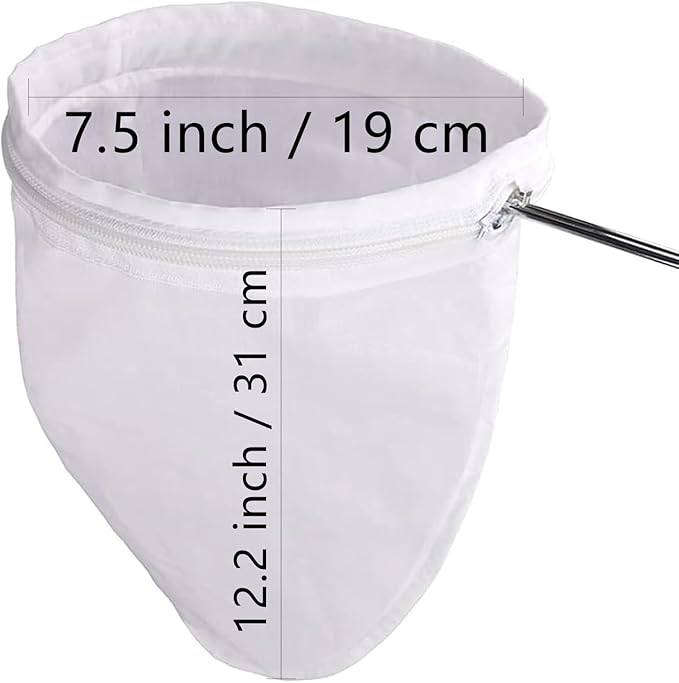 WMKGG Ultra Fine Mesh Strainer Bags, Reusable Mesh Filter Bags with Stainless Steel Handle Frame for Filter NutMilk, Coffee, Milk, Butter, Juices and Fresh Cheese (Medium Size)(7.5"Wx12.2"D)