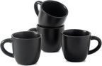Hasense 7 Ounce Cappuccino Cups Set of 4 Perfect for Latte, Americano, Cafe Mocha and Tea, Ceramic Coffee Cups Ideal for Party Cafe Home and Kitchen, Microwave and Dishwasher safe, Black
