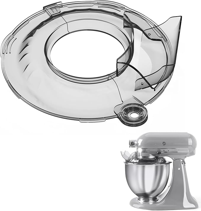 Pouring Shield for KitchenAid Tilt Head 4.5-5 QT (for Stainless Steel Bowls Only), for Kitchen aid Accessories and Attachments, Fully Enclosed Foldable Lid Mixer Bowl Cover, Not For Bowl Lift (Gray)