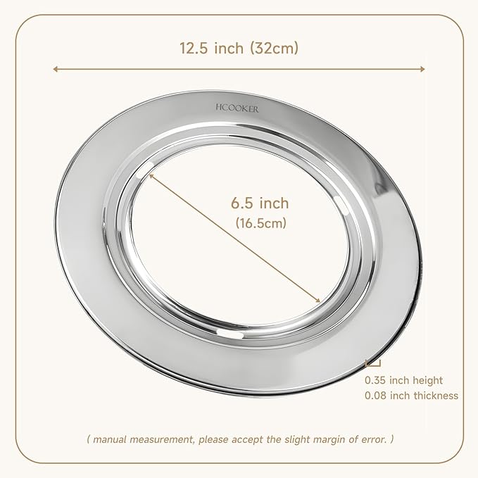 Stainless Steel Steamer Ring, Fits 7 to 12-Inch Bamboo Steamer Baskets, Steaming Adapter for Asian Food, Cooking for Dumpling, Dim Sum, Rice, Veggie, Vegetable, Steam Pot