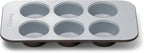Caraway Nonstick Ceramic 6 Cup Muffin Pan – Non-Toxic, PTFE & PFOA Free – Oven Safe – Aluminized Steel Core – Small Muffin Pan for Baking Cupcakes, Muffins & More - Black