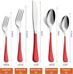 20 Piece Red 18/0 Flatware Utensil Set for 4, Include Dinner Knife,Dinner Forks,Dinner Spoons,Salad Forks,Teaspoons,Silverware Set for 4, Dishwasher Safe