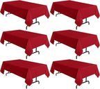 sancua 6 Pack Red Tablecloth 60 x 102 Inch, Rectangle Table Cloth for 6 Feet Tables - Stain and Wrinkle Resistant Washable Polyester Table Cover for Dining Tables, Buffet Parties and Camping