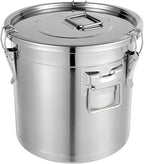 DYNAMI 5.5Gal 304 Stainless Steel Airtight Container with Lid and Locking Clamp,17-38Lbs Metal Bucket Large Stainless Steel Canisters for Kitchen,Dog Food/Bird Seed/Coffee Storage Container(21L)