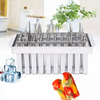 20PCS Commercial Popsicle Molds Heavy Duty Stainless Steel Popsicle Maker Kit with Brush & Sticks, 112g Capacity per Slot, DIY Yogurt Ice Cream Tools for Home Restaurants (Round Headed Flat Plate)