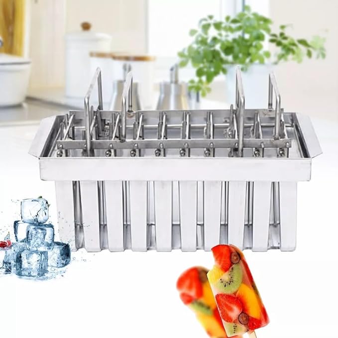 20PCS Commercial Popsicle Molds Heavy Duty Stainless Steel Popsicle Maker Kit with Brush & Sticks, 112g Capacity per Slot, DIY Yogurt Ice Cream Tools for Home Restaurants (Round Headed Flat Plate)