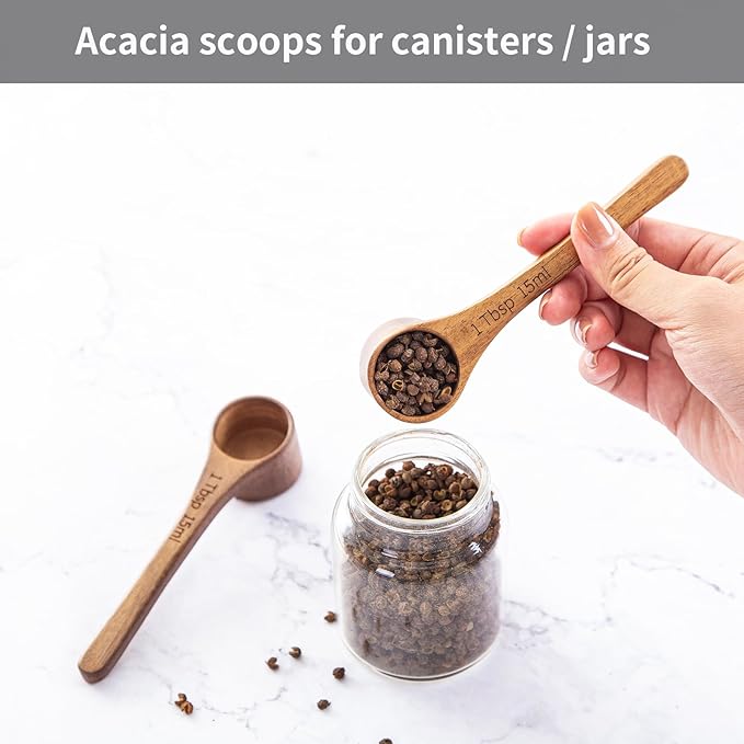 4PCS Wooden Measuring Scoops Acacia Wood Scoop For Jars Coffee Scoops For Coffee Measuring Spoons Wooden Scoops For Containers Daily Powder Salt Bath Soap Scooper
