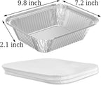WANBAO 20 PACK 9.8"x7.2" Disposable Tin Foil Pans with Lids 4 LB Aluminum Pans To Go Containers for Cooking, Baking, Catering Party Meal Prep, Take Out, Freeze